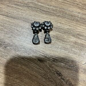 Dior Silver Crystal Drop Clip-on Earrings